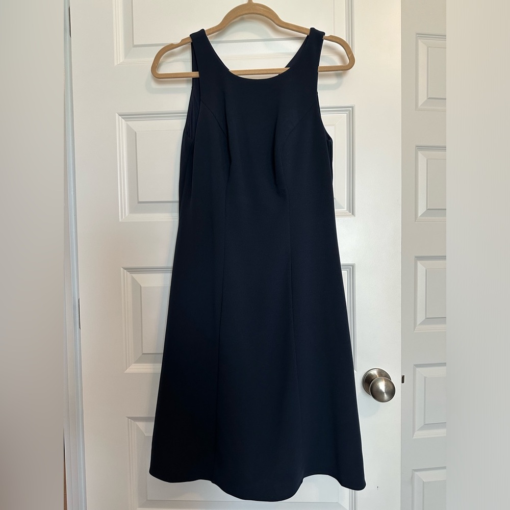 Oleg Cassini navy midi dress